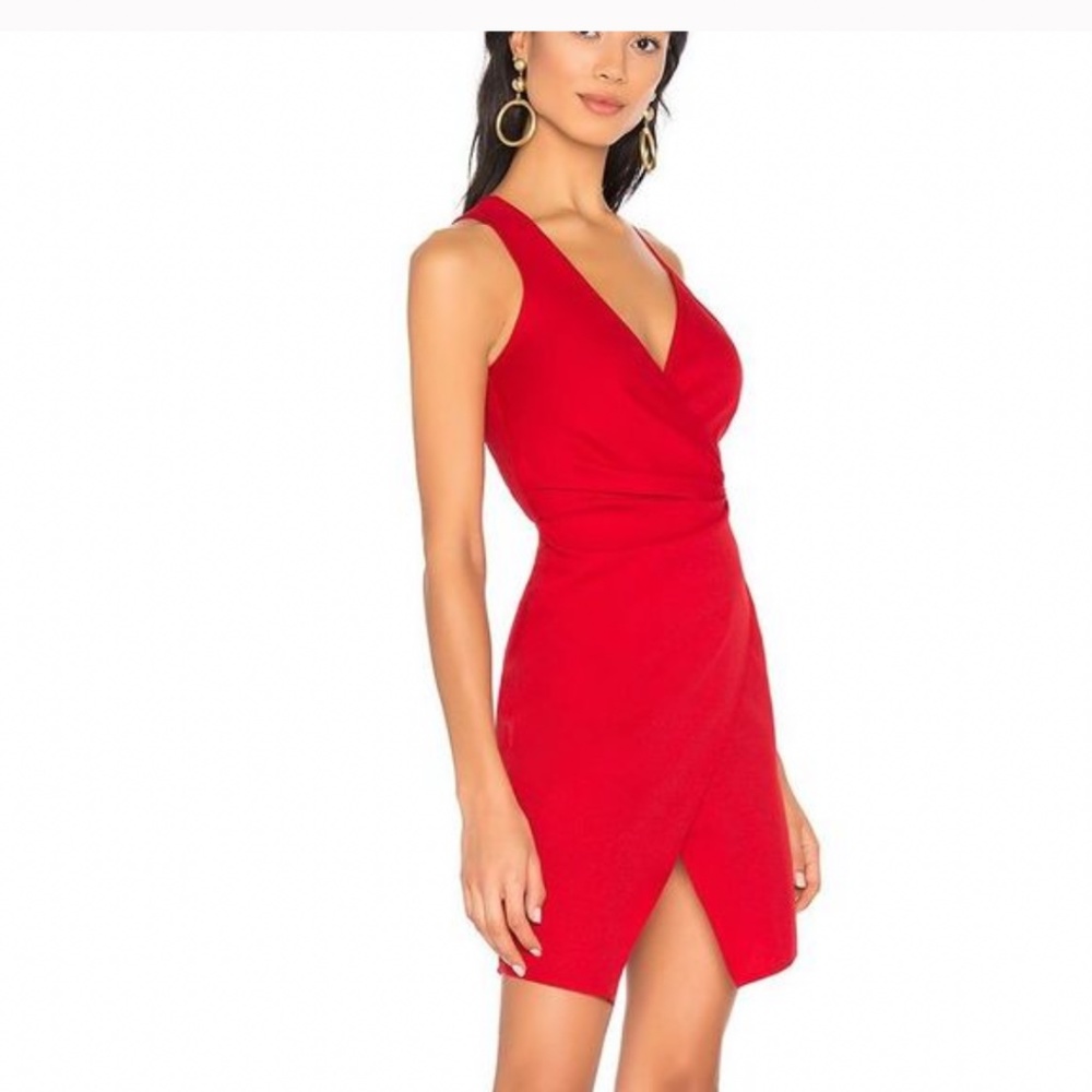 By The Way Karina Asymmetric Mini Dress in Red